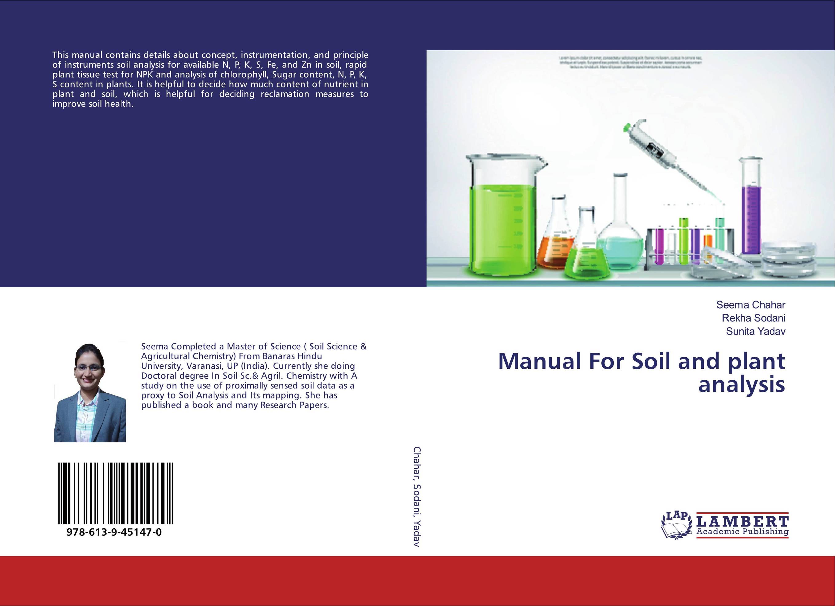 Manual For Soil and plant analysis..