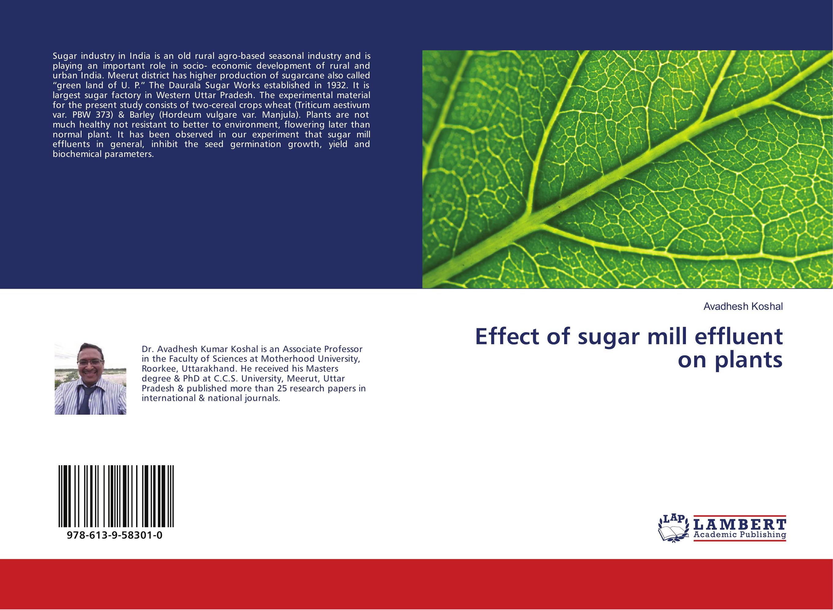 Effect of sugar mill effluent on plants..