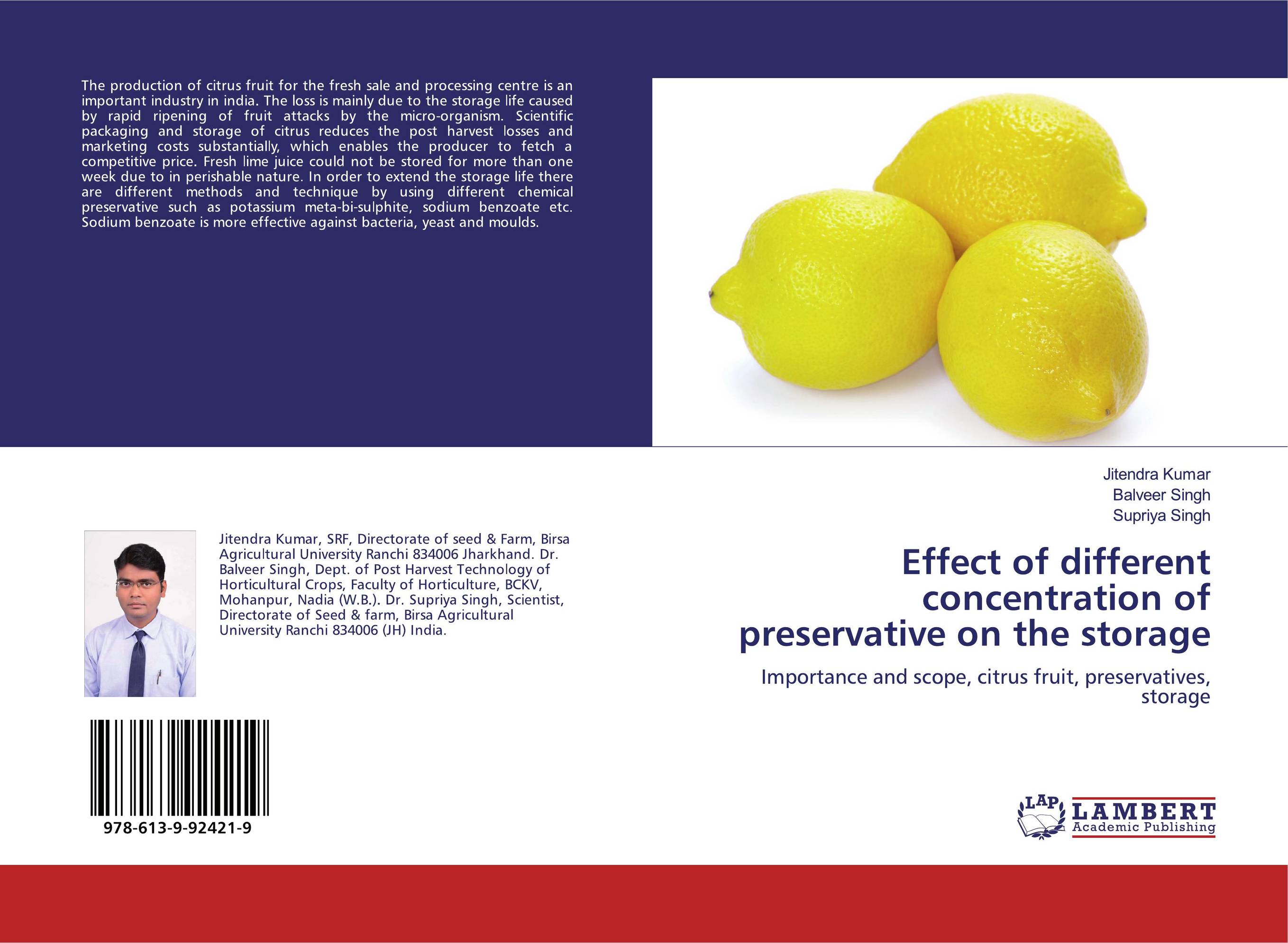 Effect of different concentration of preservative on the storage. Importance and scope, citrus fruit, preservatives, storage.