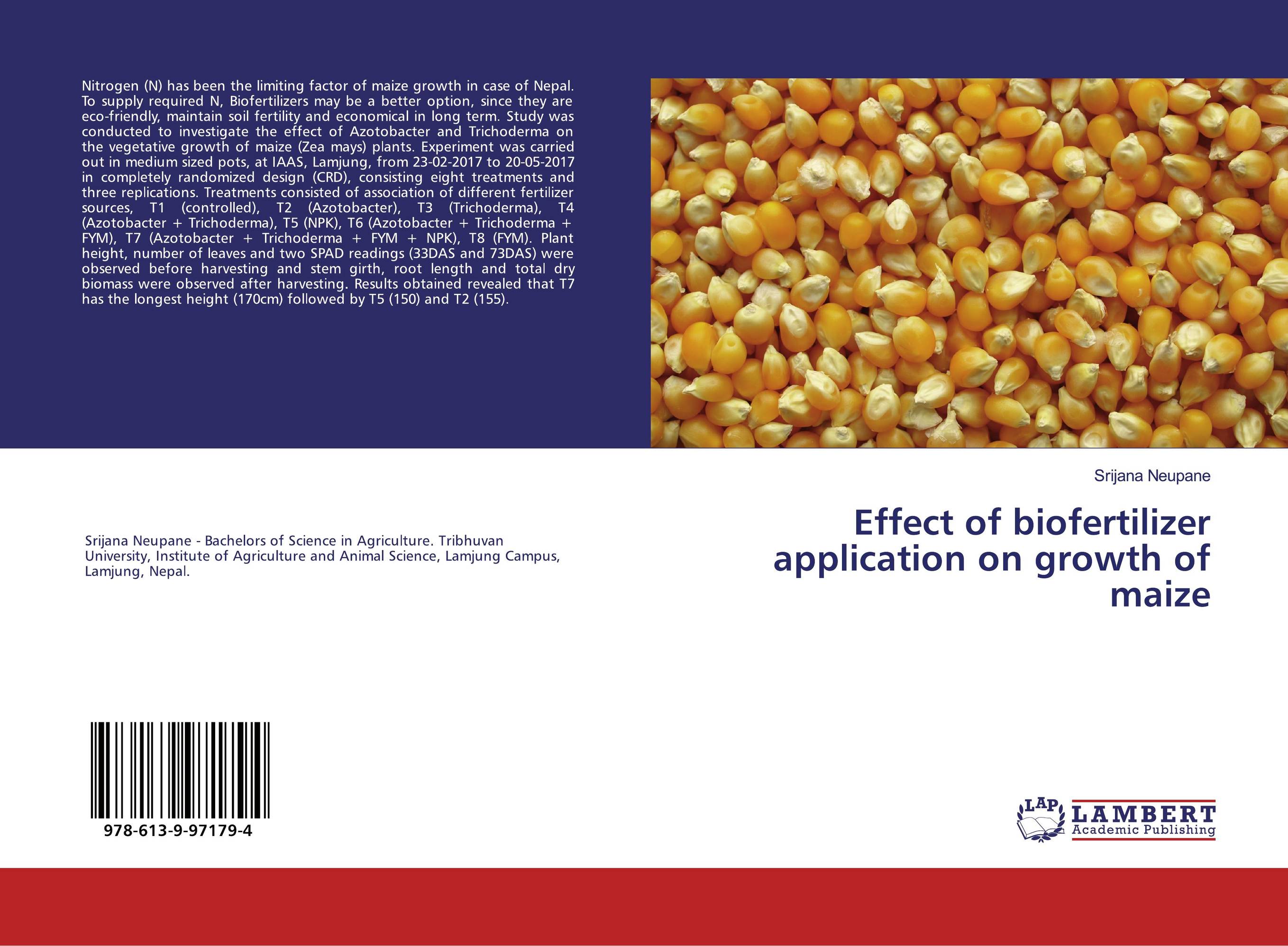 Effect of biofertilizer application on growth of maize..