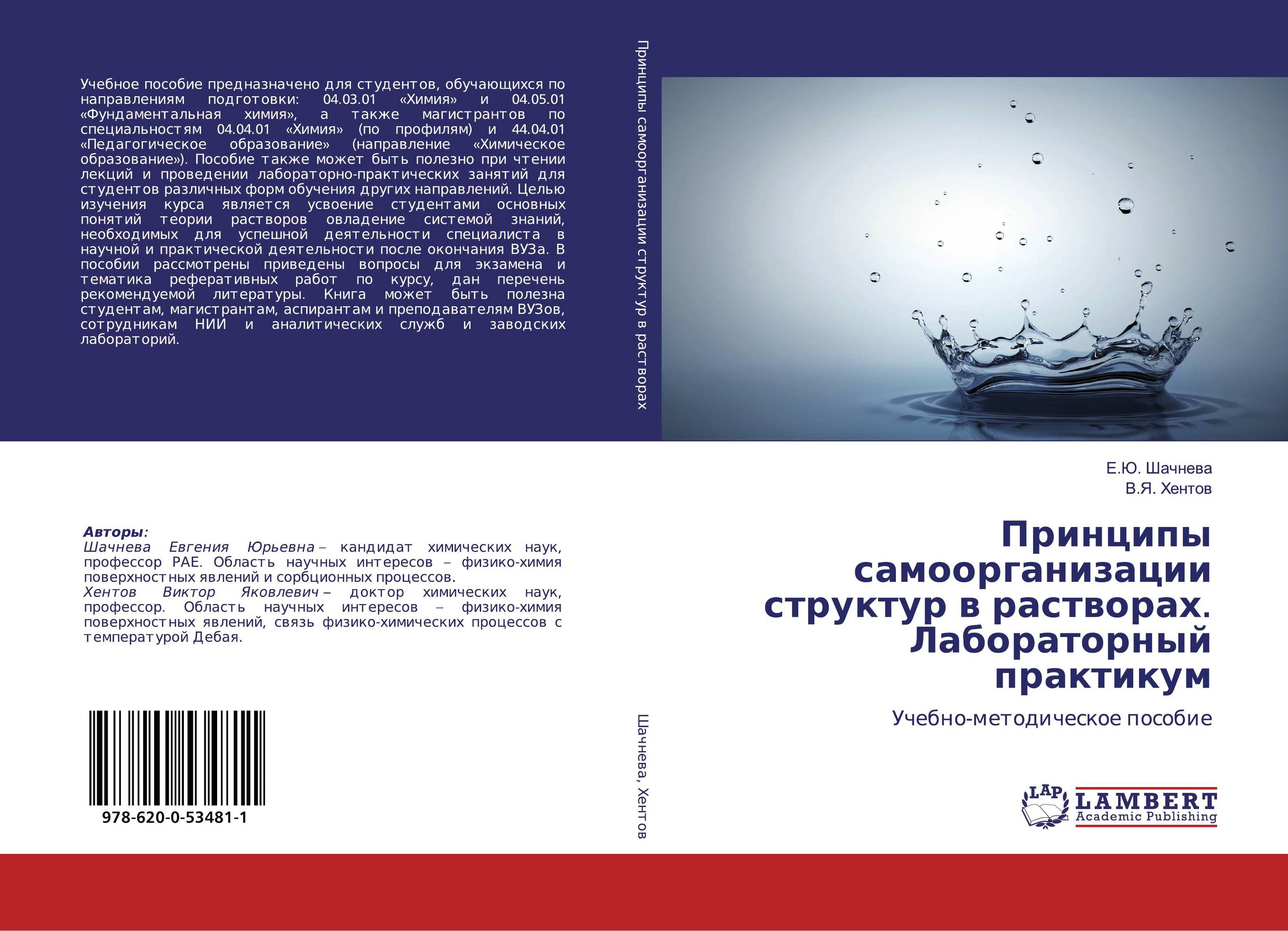Принципы самоорганизации структур в растворах. Лабораторный практикум. Учебно-методическое пособие.